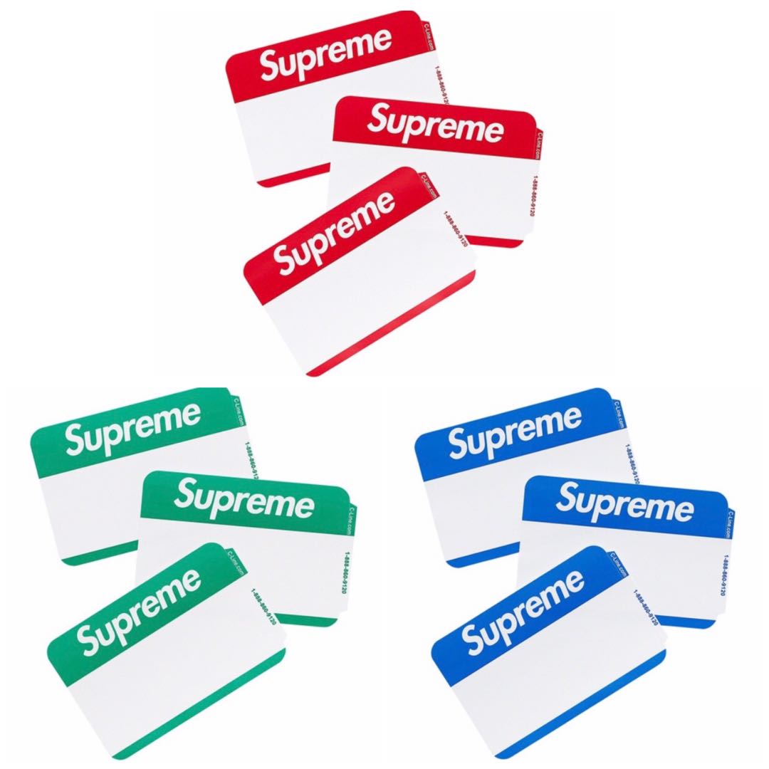 Details about   SUPREME NAME BADGE STICKERS RED PACK OF 100 FW20 