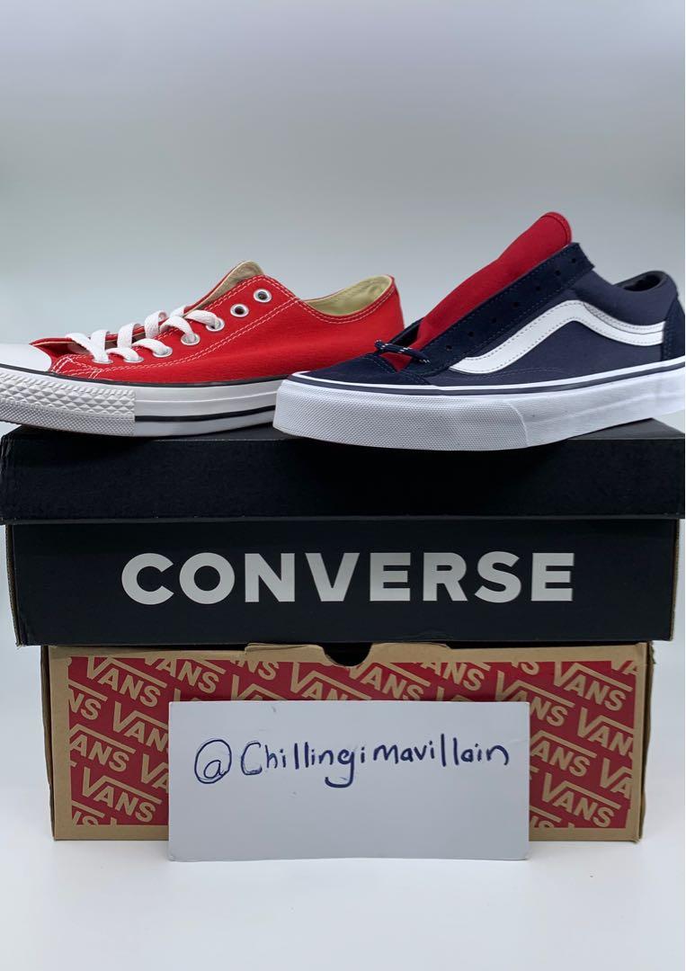 navy blue and red vans