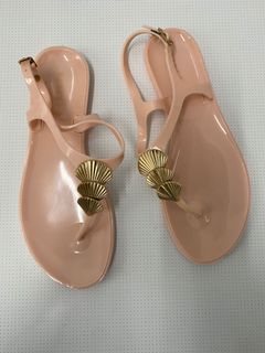 Asos Flaunt Pearl Jelly Flat Sandals Women S Fashion Shoes On Carousell