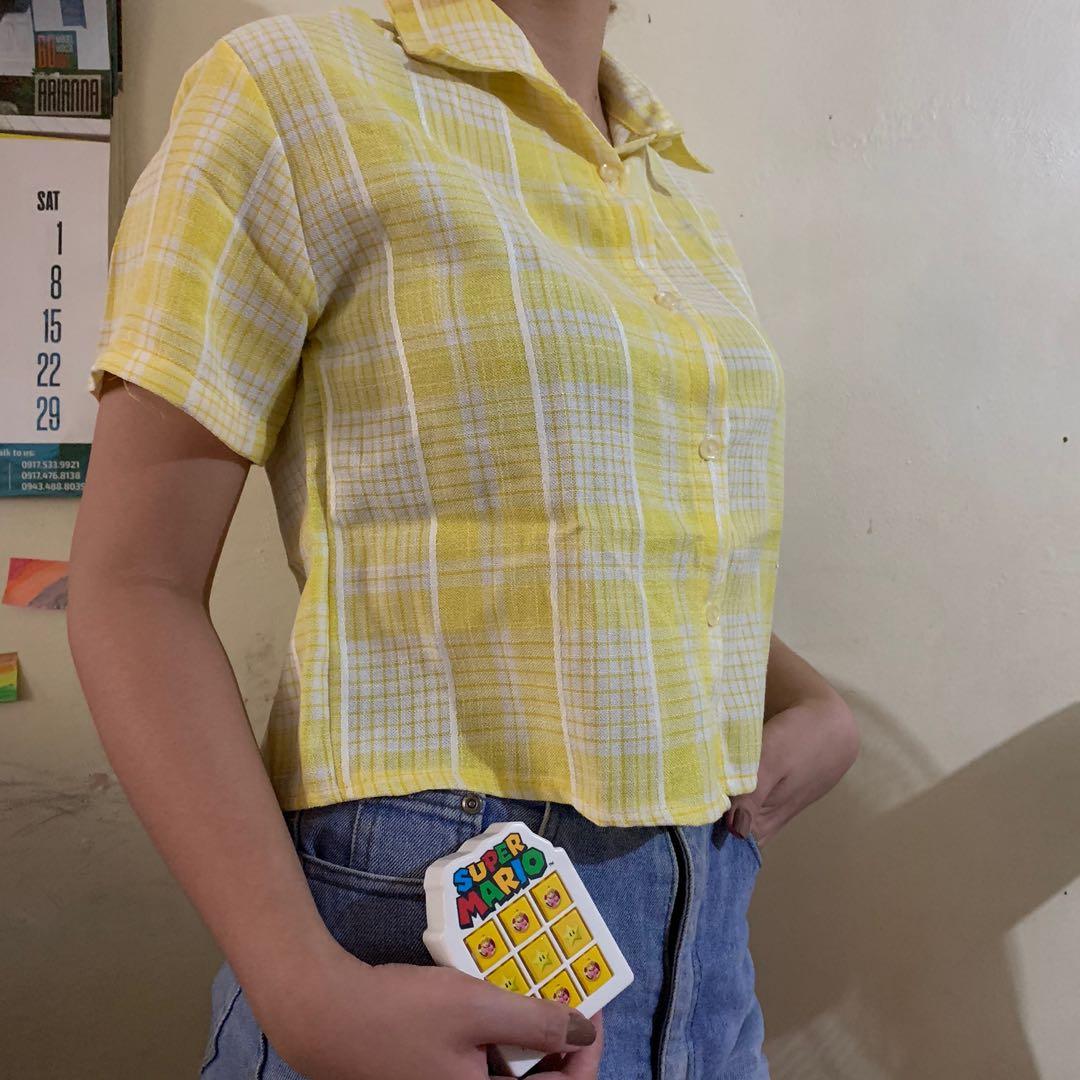 yellow checkered crop top