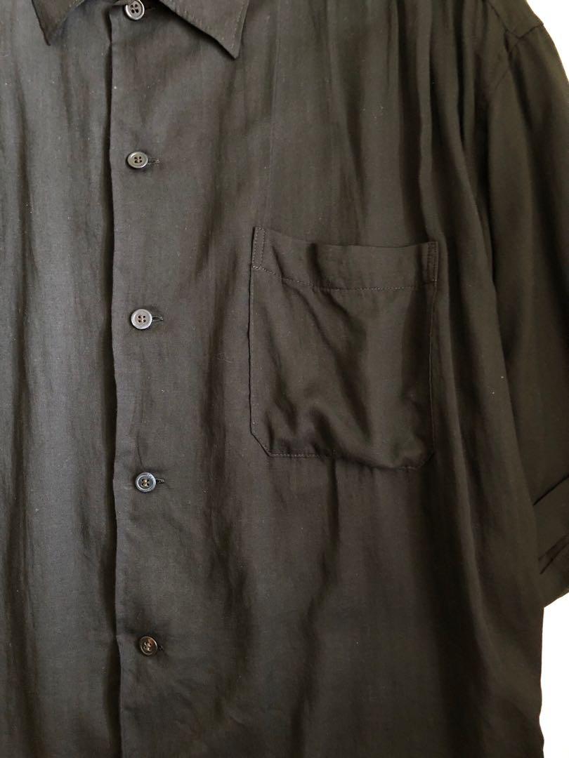 Yohji Yamamoto S'YTE 天絲寬鬆短袖恤衫[黑, Size 3], 男裝, 外套及