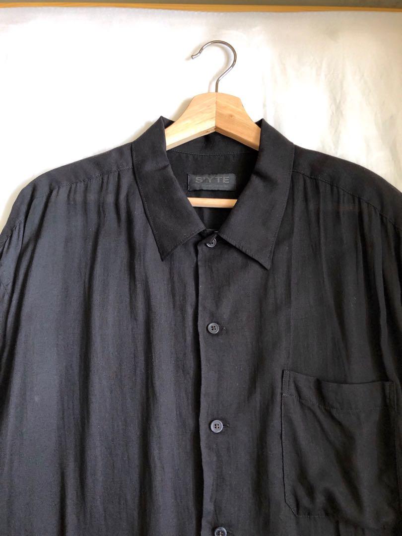 Yohji Yamamoto S'YTE 天絲寬鬆短袖恤衫[黑, Size 3], 男裝, 外套及