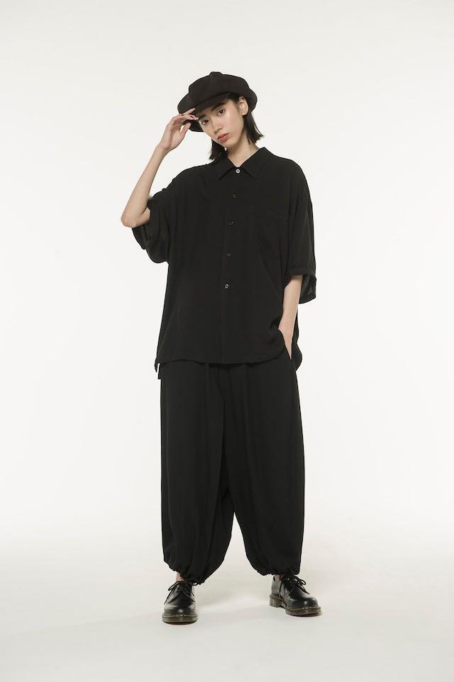 Yohji Yamamoto S'YTE 天絲寬鬆短袖恤衫[黑, Size 3], 男裝, 外套及
