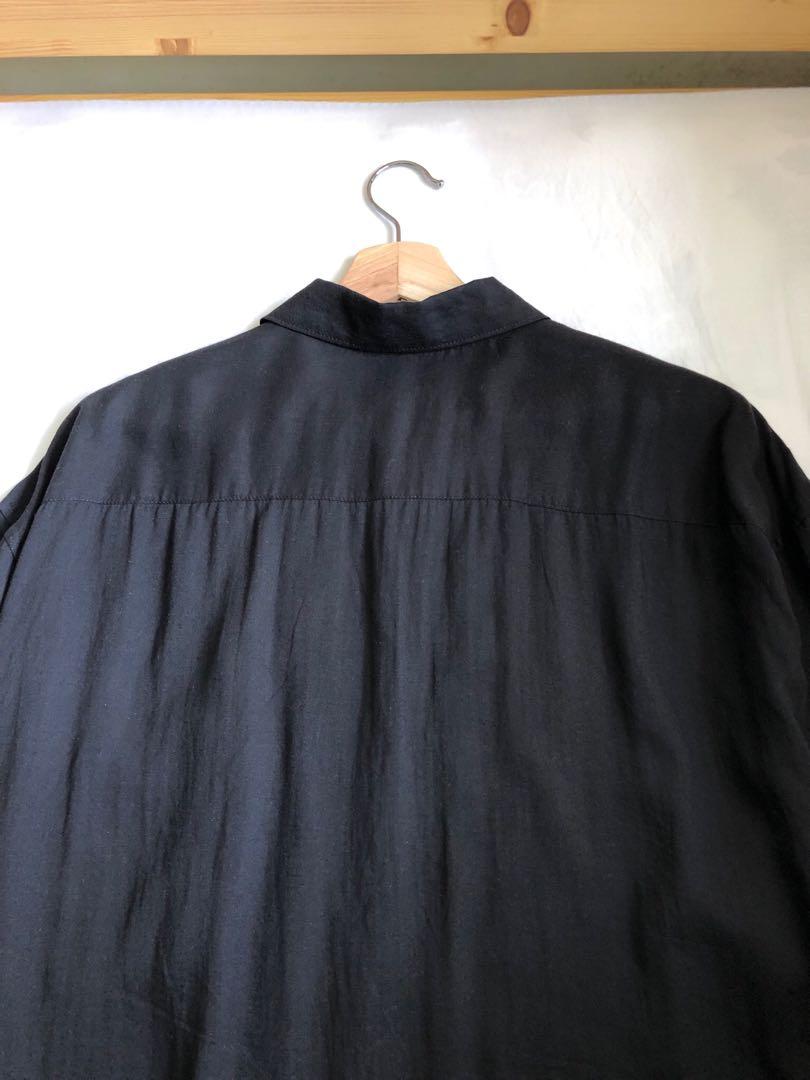Yohji Yamamoto S'YTE 天絲寬鬆短袖恤衫[黑, Size 3], 男裝, 外套及