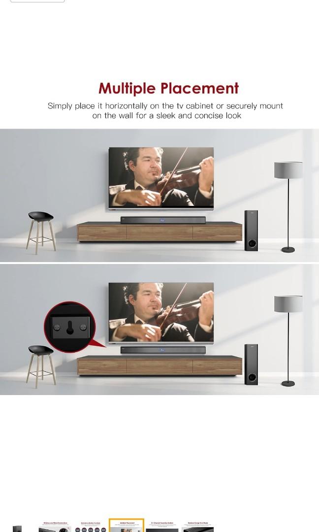 Abox soundbar for tv 34 top inch 120w 2.1 channel speaker