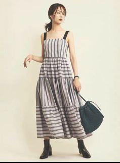 高貴💜日系撞色吊帶蛋糕背心連身裙 Japan lavender purple strap layered one-piece ops dress