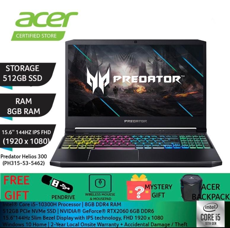 Acer Predator Helios 300 Ph315 53 5462 15 6 Ips 144hz Fhd Gaming Laptop I5 10300h 8gd4 512ssd Rtx2060 6gd6 Win10h Electronics Computers Laptops On Carousell