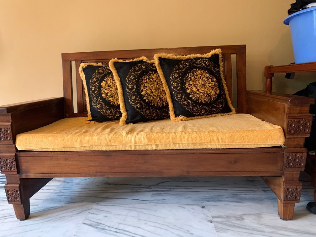 Antique Teak Wood Sofa, Furniture & Home Living, Furniture, Sofas on Carousell