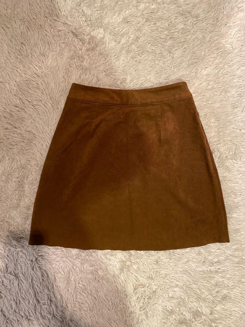 Aritzia Wilfred Free Nescher Suede Skirt Brown Size XS