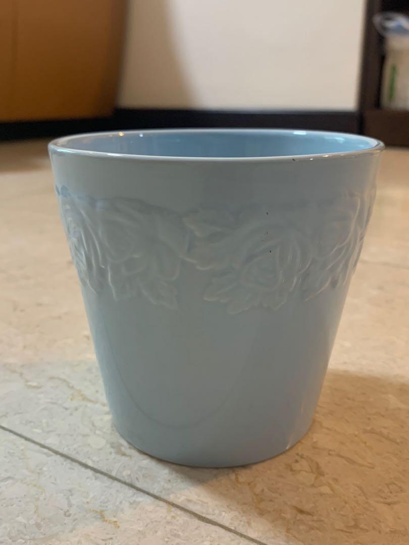 Baby Blue Pot With Plant Gardening Pots Planters On Carousell