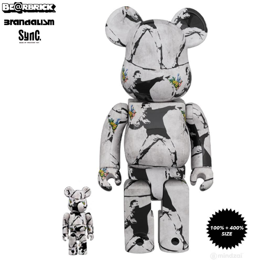 Bearbrick 400%+100% banksy flower bomber be@rbrick, 興趣及遊戲 