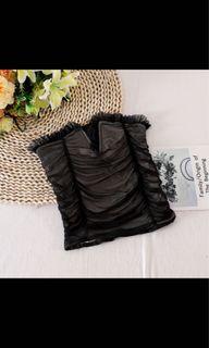 Black meshed tube with ruffles