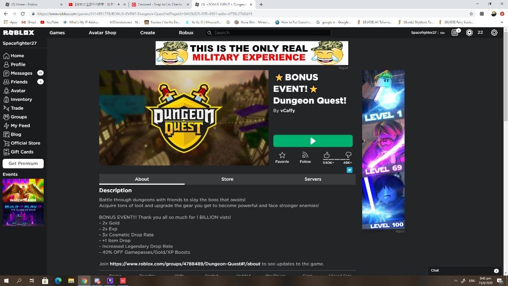 Boosting Roblox Dungeon Quest Account Toys Games Video Gaming In Game Products On Carousell - vcaffy roblox