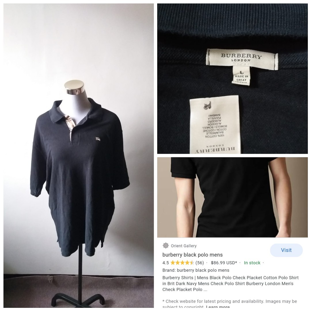 burberry black polo mens