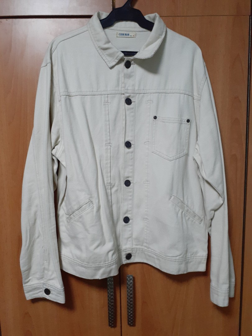 blue white denim jacket