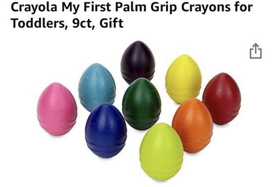  Egg Crayons for Toddlers, 9pcs Palm Grip Baby Crayons