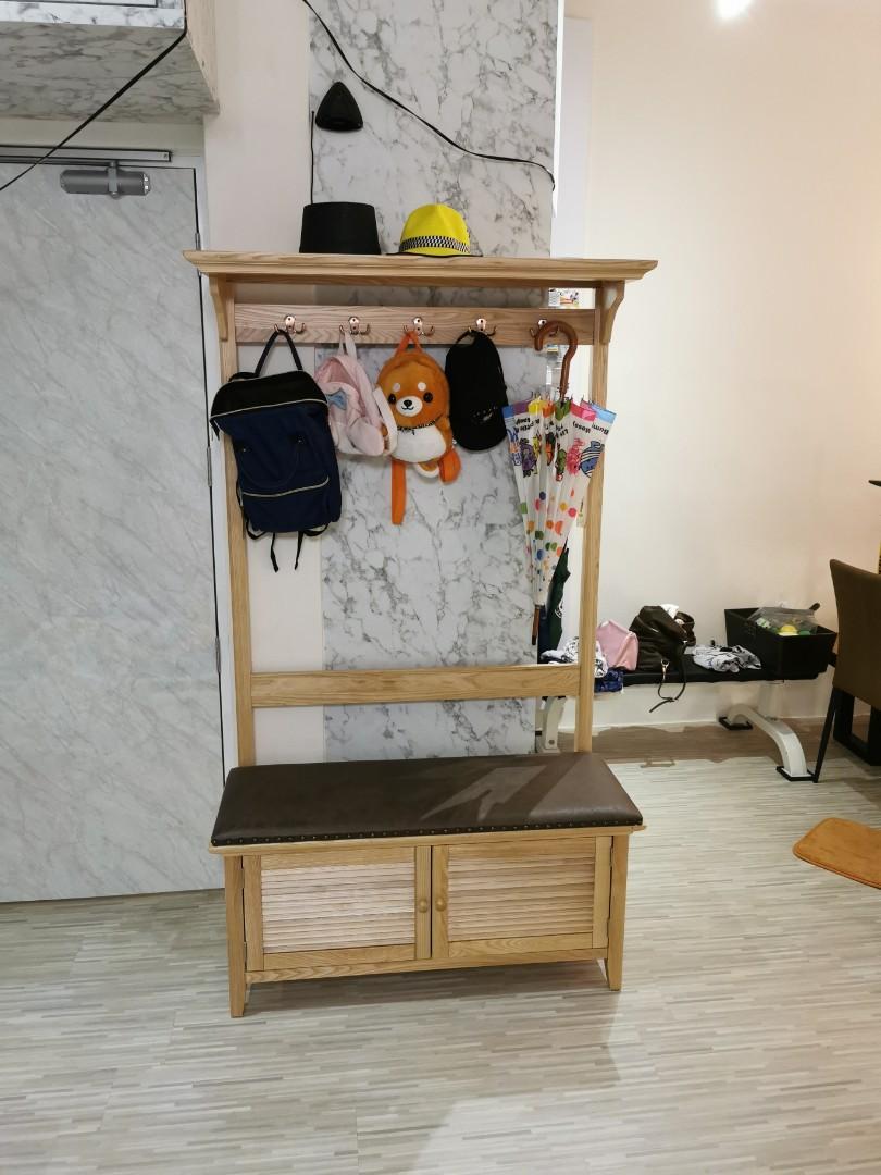 entryway coat and shoe rack on Entryway Bench Shoe Shelf And Coat Hanger Furniture Home Living Furniture Shelves Cabinets Racks On Carousell