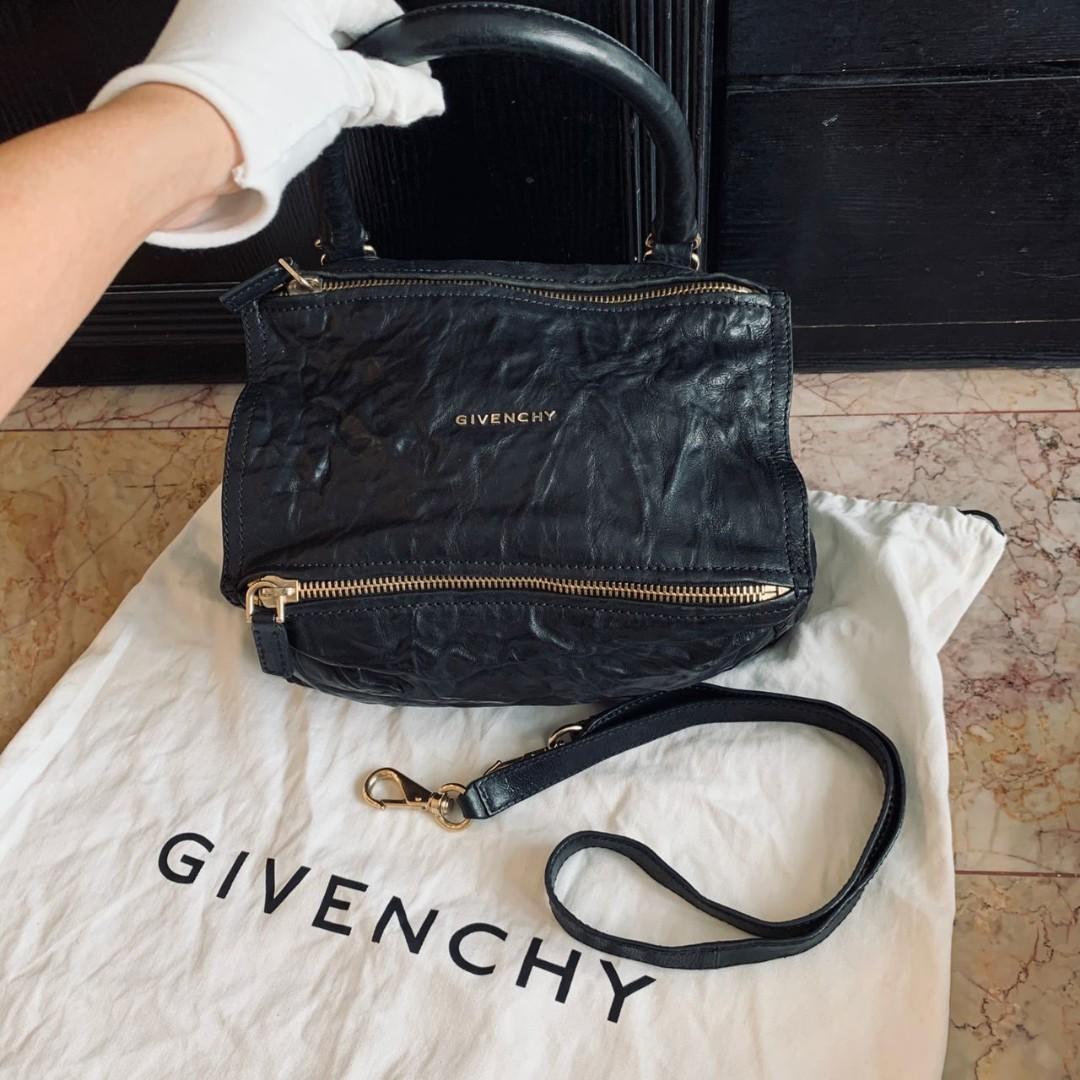 Givenchy Pandora small black crinkled leather bag authentic