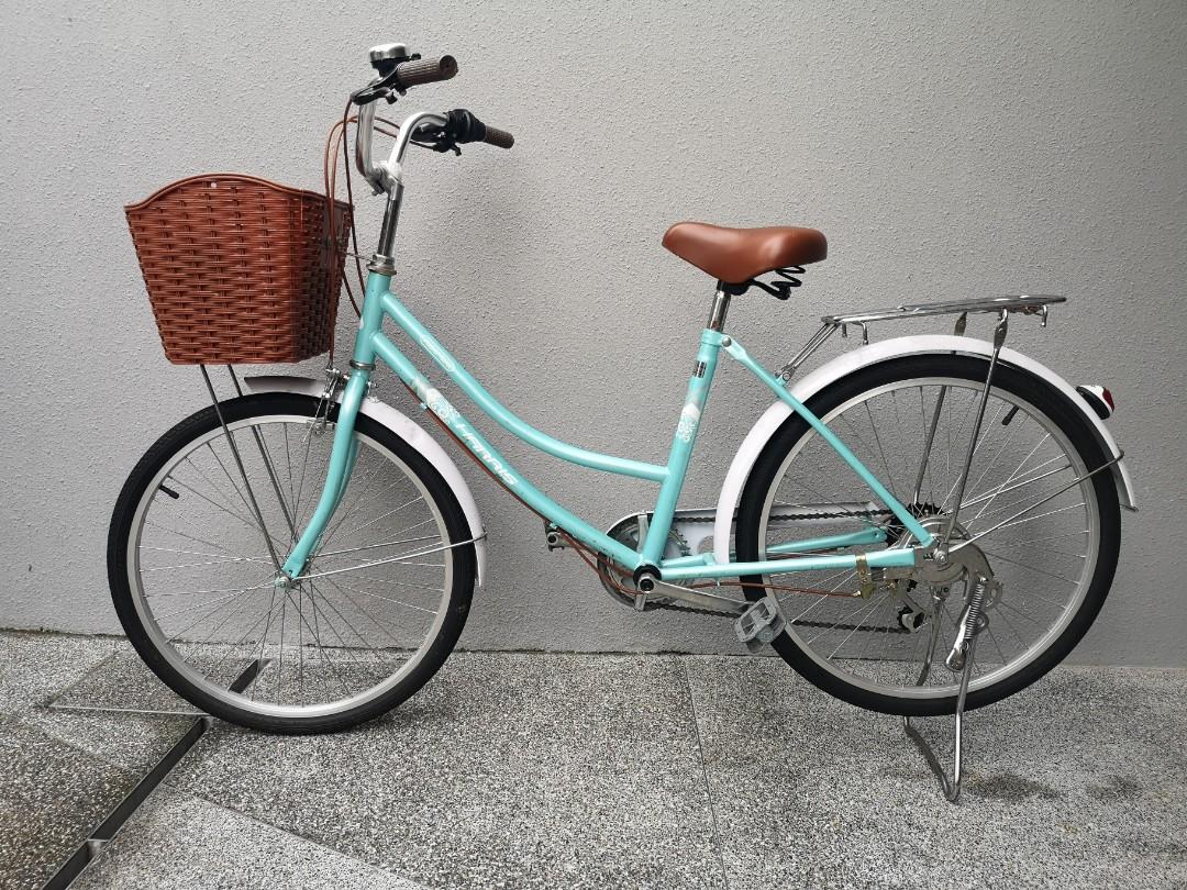 Green Bicycle with basket for ladies Sports Equipment Bicycles