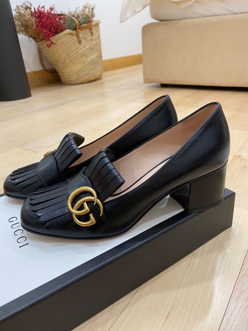Gucci Marmont leather loafer pumps