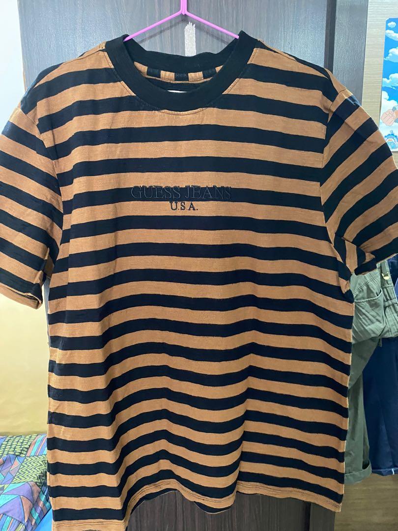 Transportere Turbine Deqenereret Guess Jeans USA striped tee brown, Men's Fashion, Tops & Sets, Tshirts &  Polo Shirts on Carousell