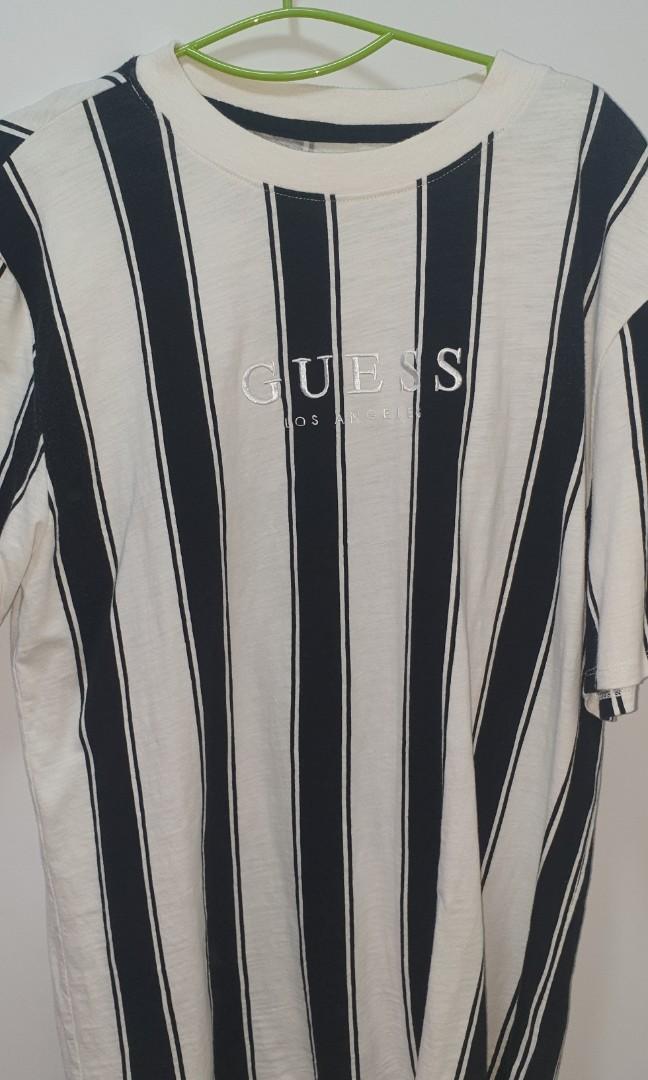 guess striped shirt black and white
