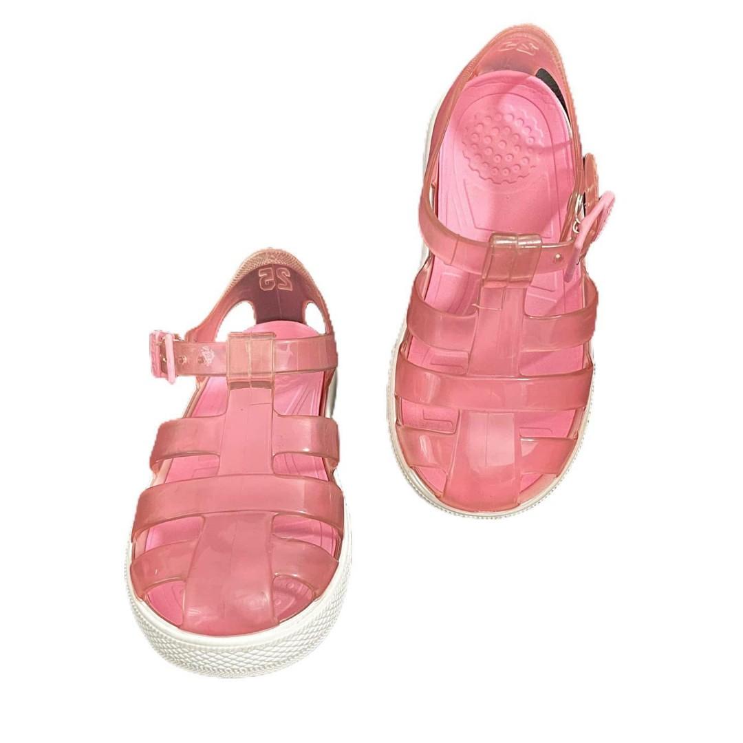 clear pink shoes