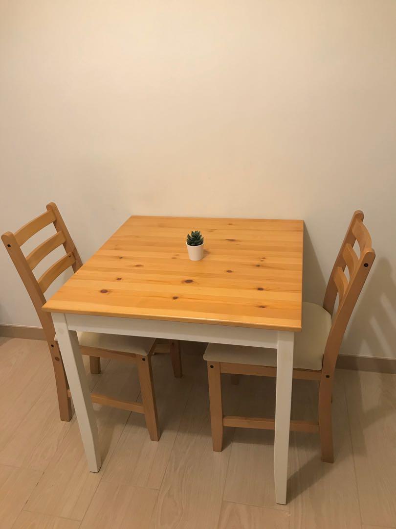 IKEA Lerhamn Table and 2 Chairs 餐枱椅子, 傢俬＆家居, 傢俬, 椅子 - Carousell