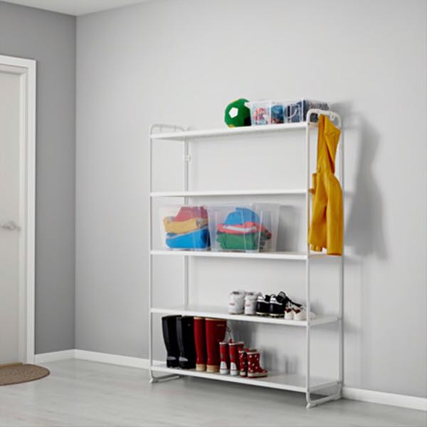 Ikea white metal shelves(W120D34H126cm), 傢俬＆家居, 傢俬, 書櫃、櫃子及架 Carousell