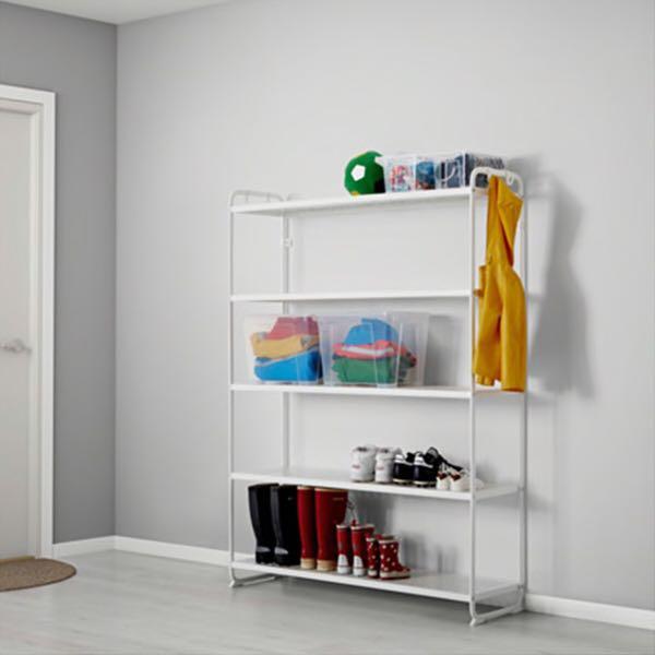 Ikea white metal shelves(W120D34H126cm), 傢俬＆家居, 傢俬, 書櫃、櫃子及架 Carousell