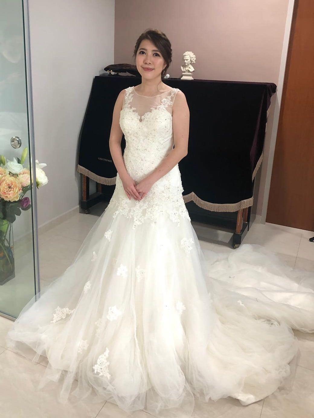 Illusion Neckline Wedding Gown Women S Fashion Clothes Dresses Skirts On Carousell
