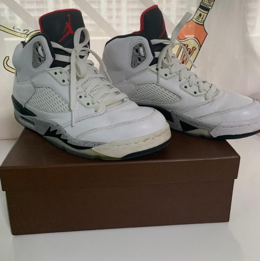 Nike air jordan 5 retro white cement shop