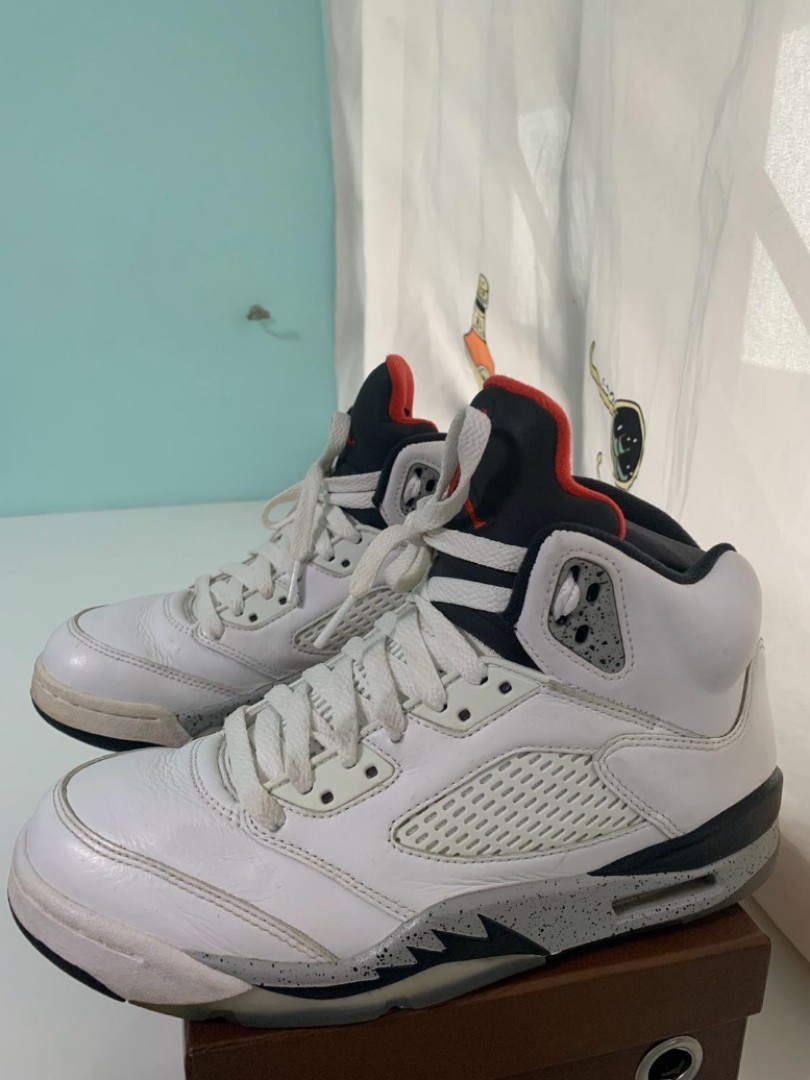 Jordan 5 Retro White Cement Men s Fashion Footwear Sneakers on Carousell