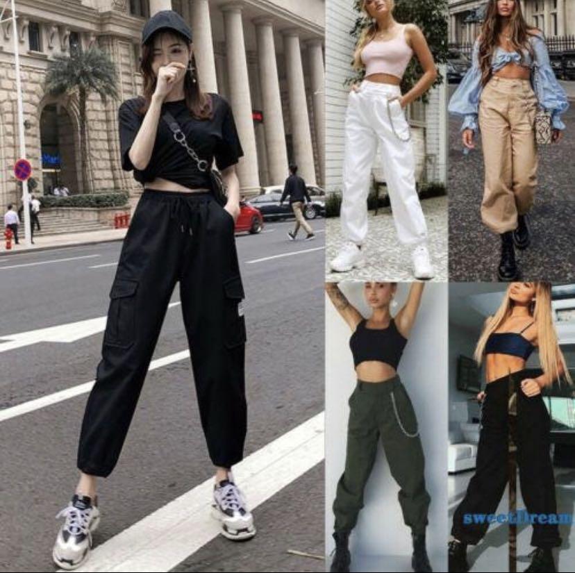 Fashion cargo pants womens clearance