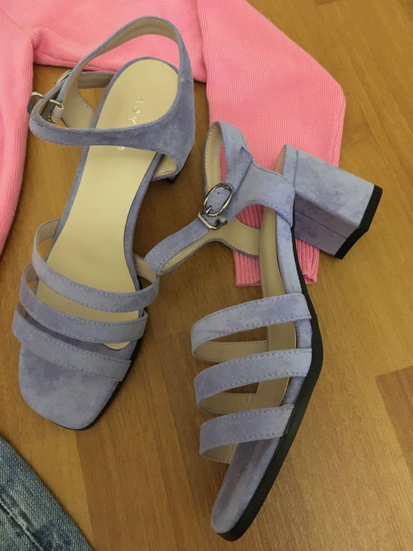 lavender block heels