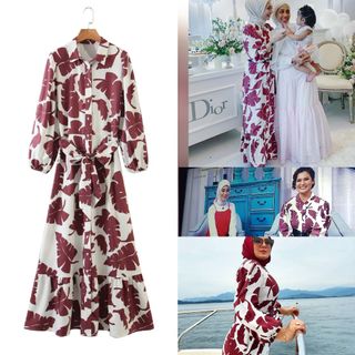 zara leaf print dress