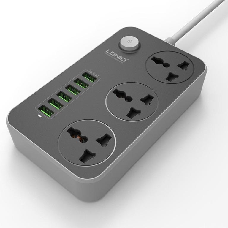 Local Ready Stocks Ldnio Extension Cord Power Socket With Uk 3 Pin 6 Usb Charger 5v 3 4a Surge Protector 2 Meter Power Extension For Iphone Samsung Huawei Oppo Vivo Xiaomi Black Electronics Others