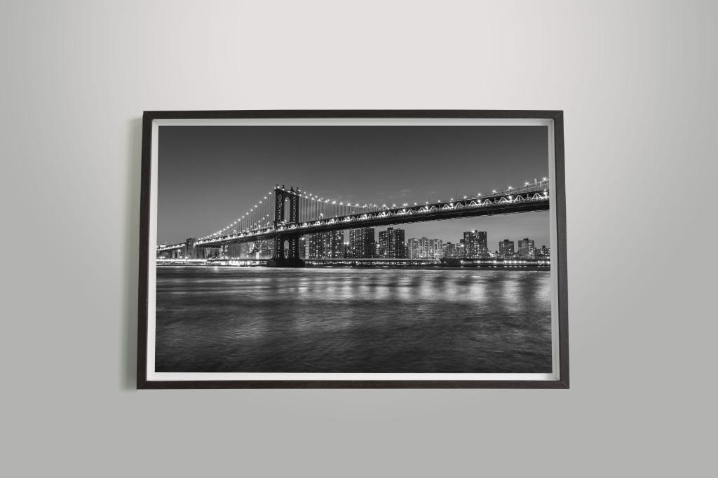 Manhattan Bridge New York City Manhattan Black And White Home Decoration Wall Art Cityscape Poster Canvas Print Design Craft Art Prints On Carousell