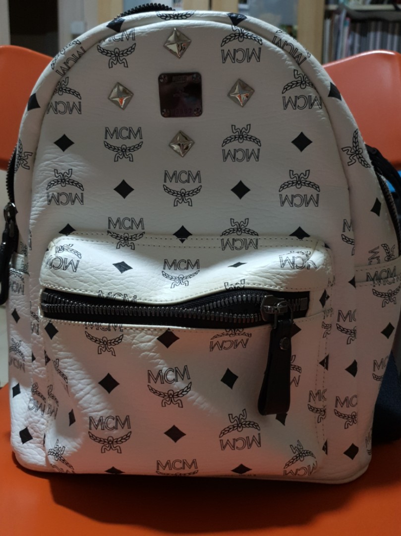 mcm mini backpack white