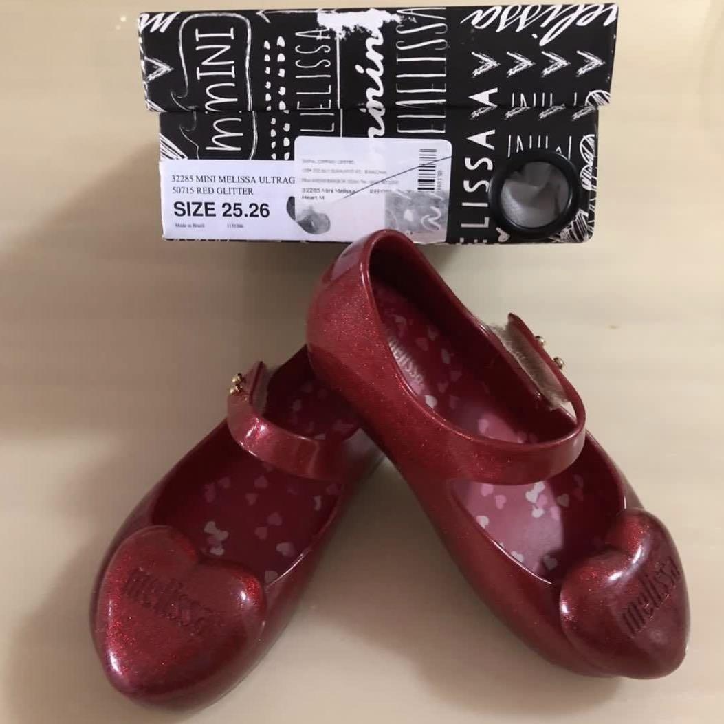 red glitter infant shoes