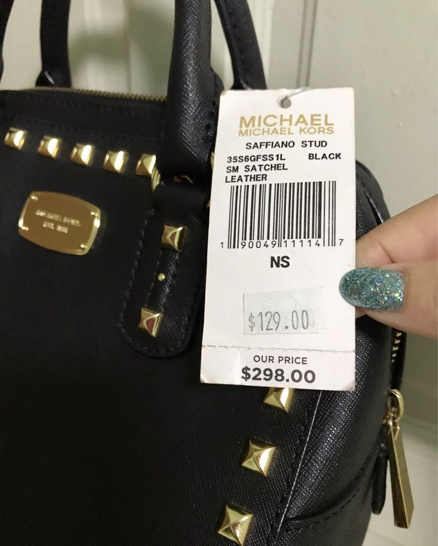 Michael kors black bag with gold studs online
