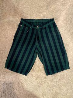 Nuovo Jeanswear Striped Denim Bermuda Shorts | Green and Navy | Size 28 Nuovo Jeanswear Striped Denim Bermuda Shorts | Green and Navy | Size 28