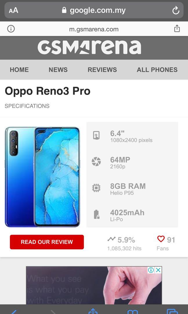 Oppo Reno 3 Pro Mobile Phones Tablets Android Phones Oppo On Carousell