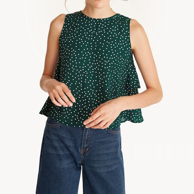 polka dot ruffle shirt