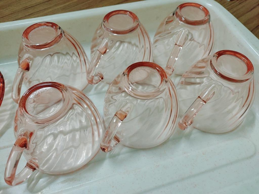 Rm55 Set Of 6 Vintage Arcoroc France Rosaline Pink Swirl Glass Cup Saucer Furniture Home Living Kitchenware Tableware Coffee Tea Tableware On Carousell