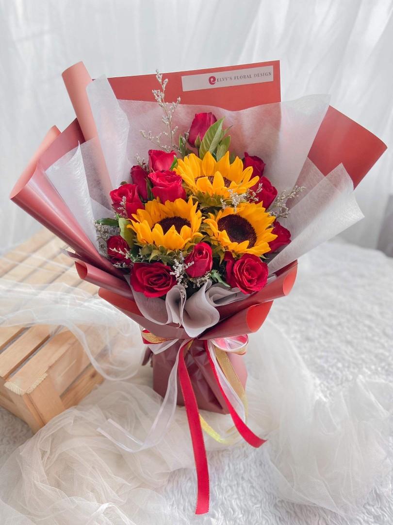 Rose Sunflower Bouquet Delivery Furniture Home Living Gardening Plants Seeds On Carousell