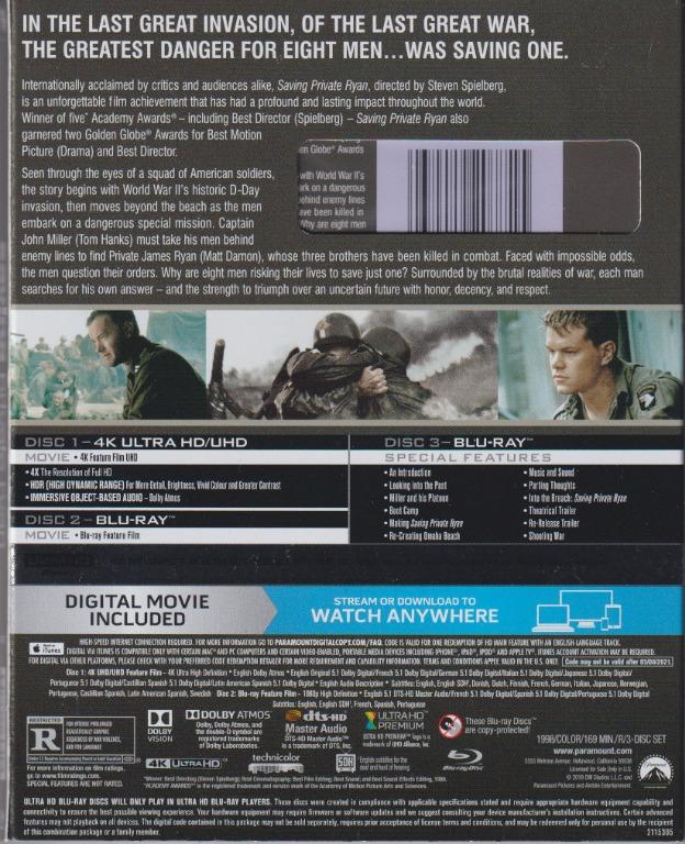 Saving Private Ryan 4k Blu Ray Music Media Cds Dvds Other Media On Carousell