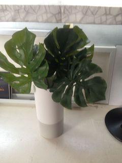 Scandinavian Vase with Artificial Leaves
