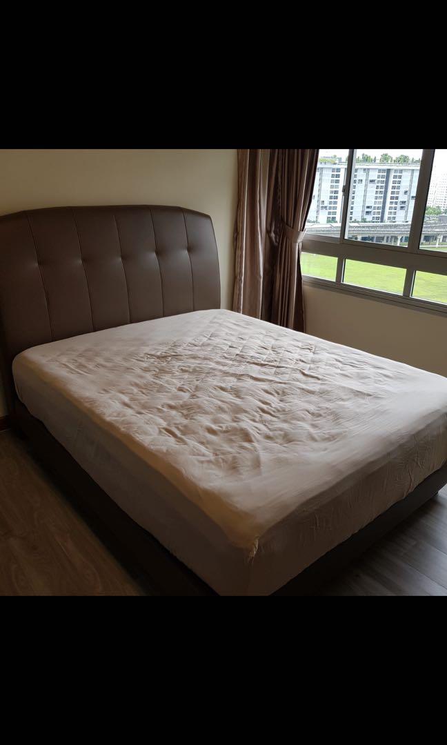Serta Queen Size Bed with mattress and cover, Furniture & Home Living