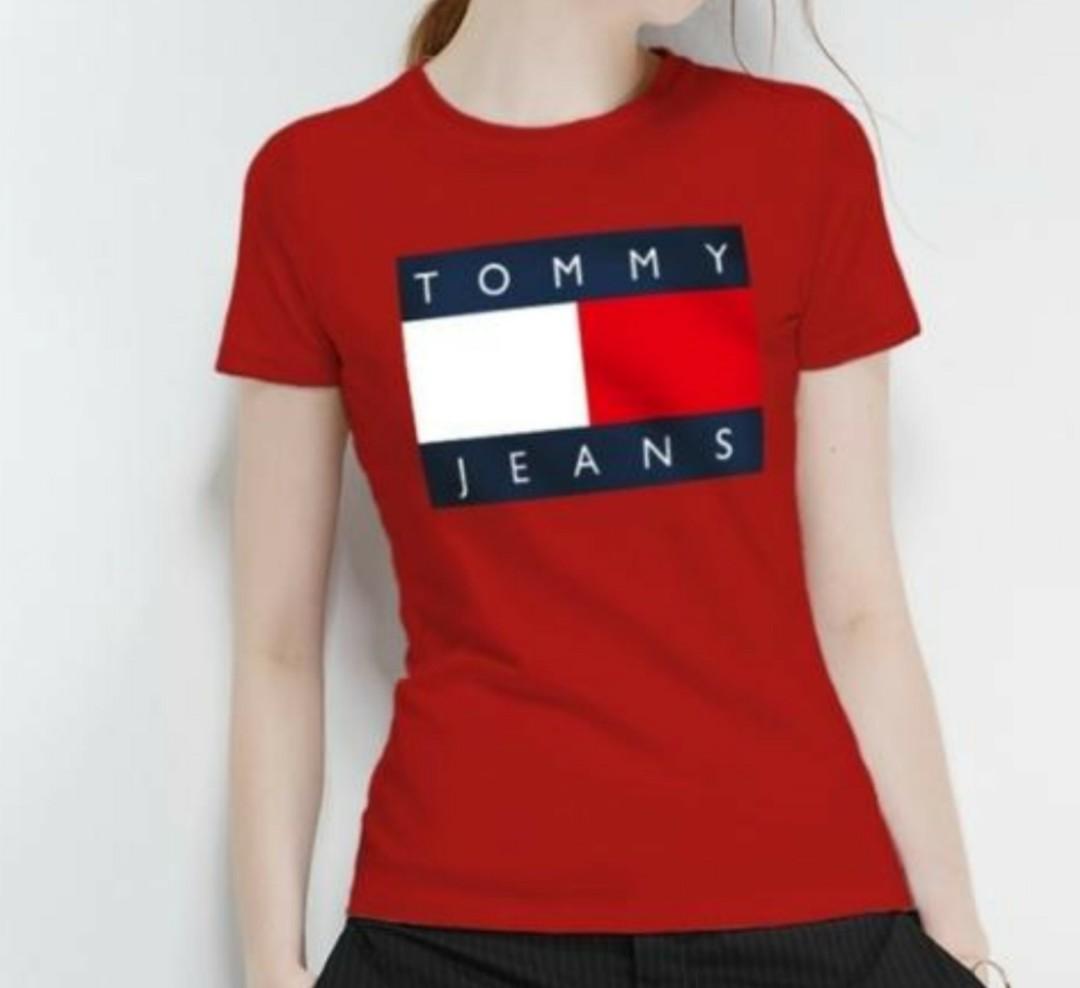 tommy hilfiger red t shirt womens